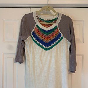 Free People Spring Bound Top Crochet TEE  Small